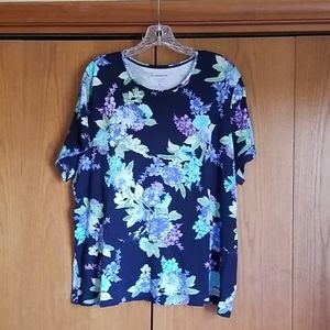 Croft & Barrow, 2x, navy blue floral top